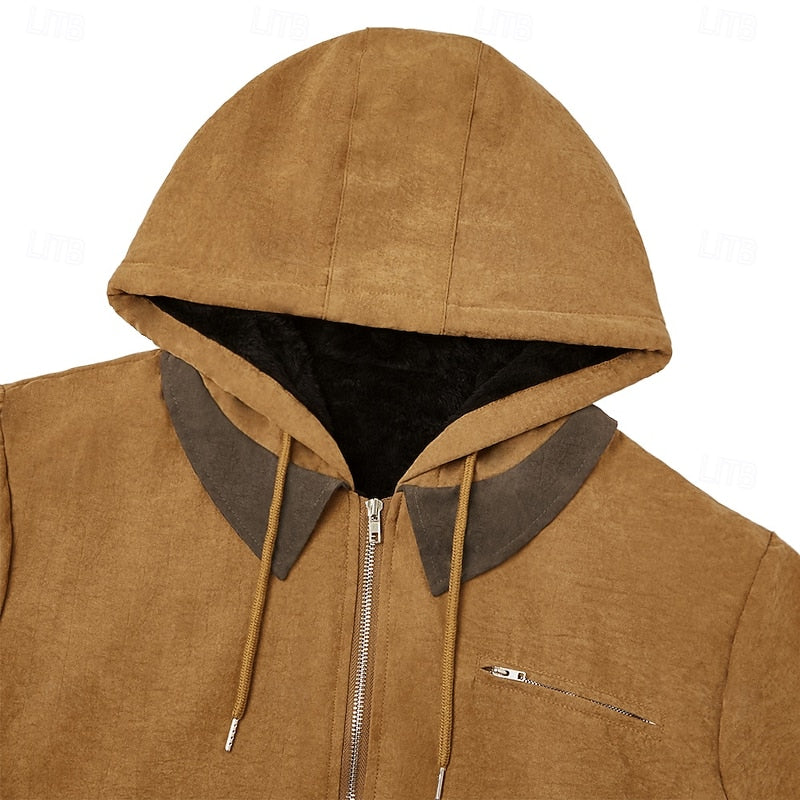 Men's Fleece Lined Hooded Jacket | Plush Fleece Jacket