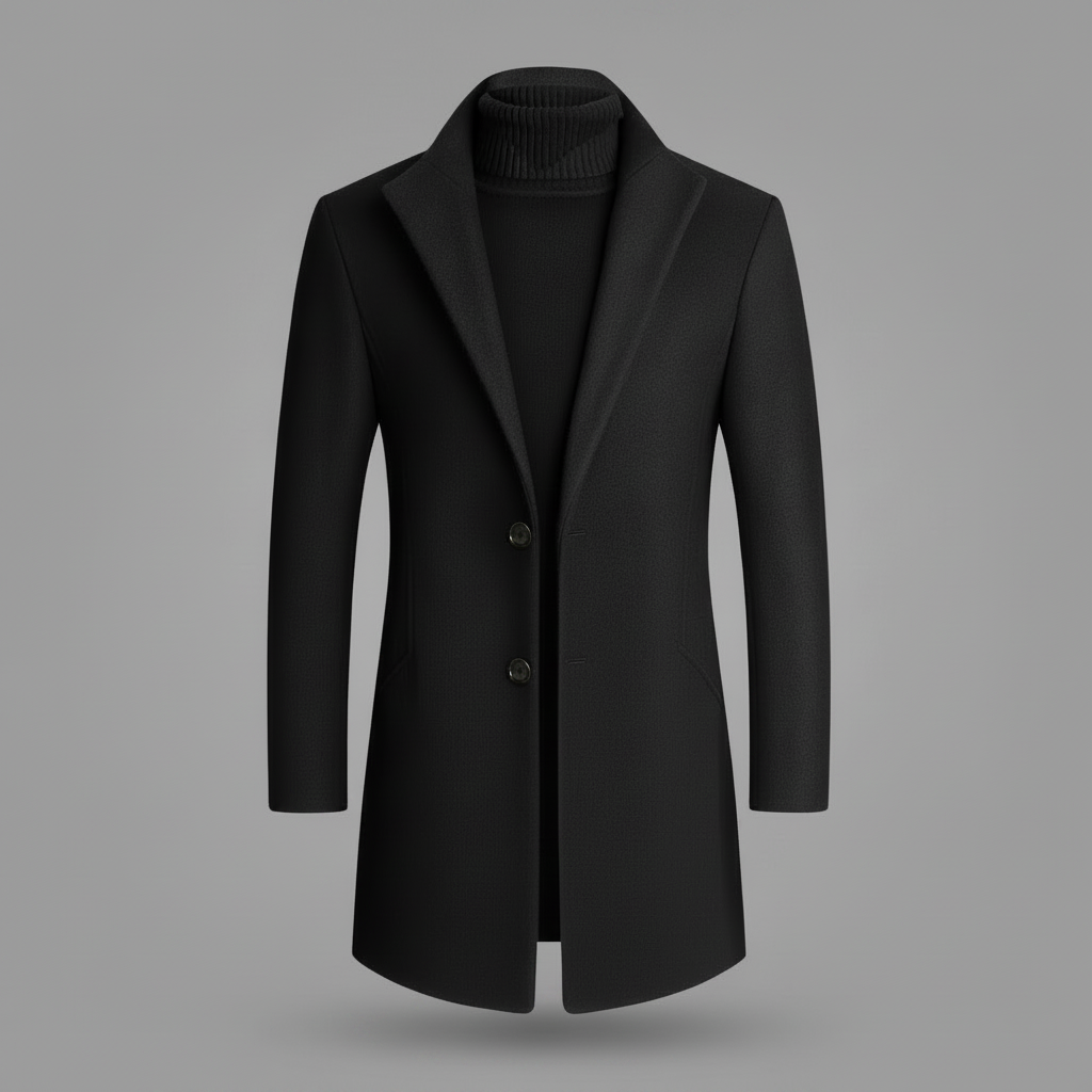 Notched Lapel Men's Overcoat | Elegant Long Coat