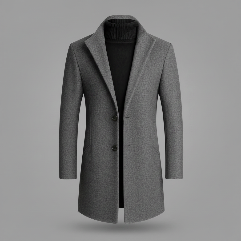 Notched Lapel Men's Overcoat | Elegant Long Coat