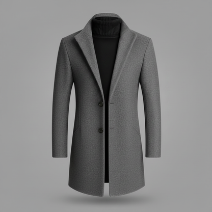 Notched Lapel Men's Overcoat | Elegant Long Coat
