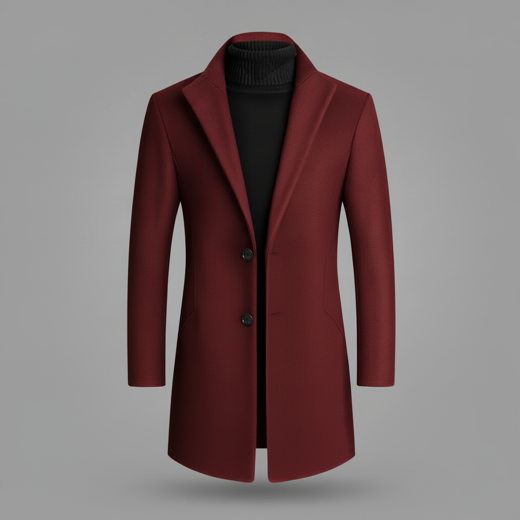Notched Lapel Men's Overcoat | Elegant Long Coat