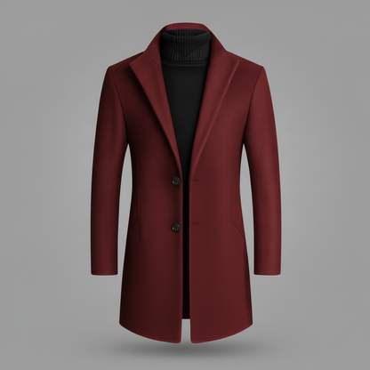 Notched Lapel Men's Overcoat | Elegant Long Coat