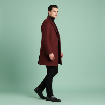 Notched Lapel Men's Overcoat | Elegant Long Coat
