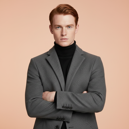 Notched Lapel Men's Overcoat | Elegant Long Coat