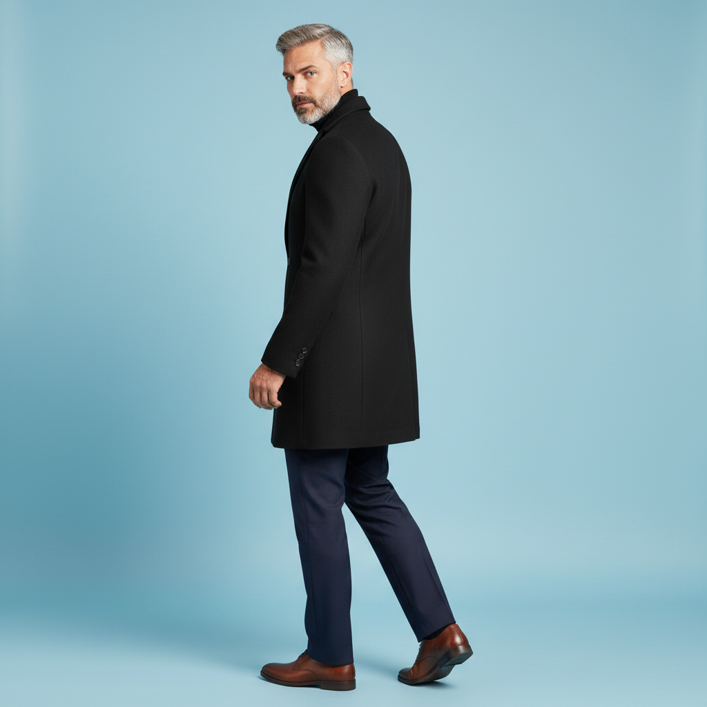 Notched Lapel Men's Overcoat | Elegant Long Coat