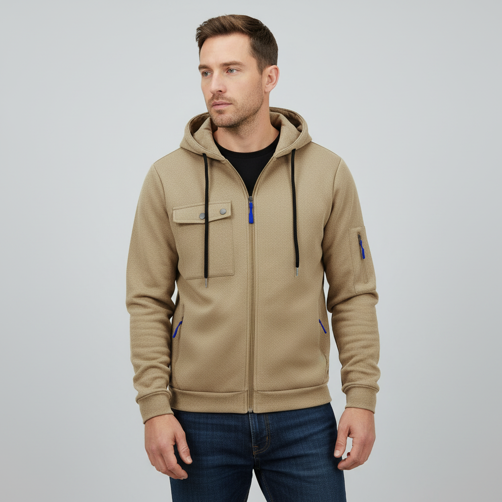 Men's Utility Zip-Up Hoodie | Casual Sweatshirt for Men