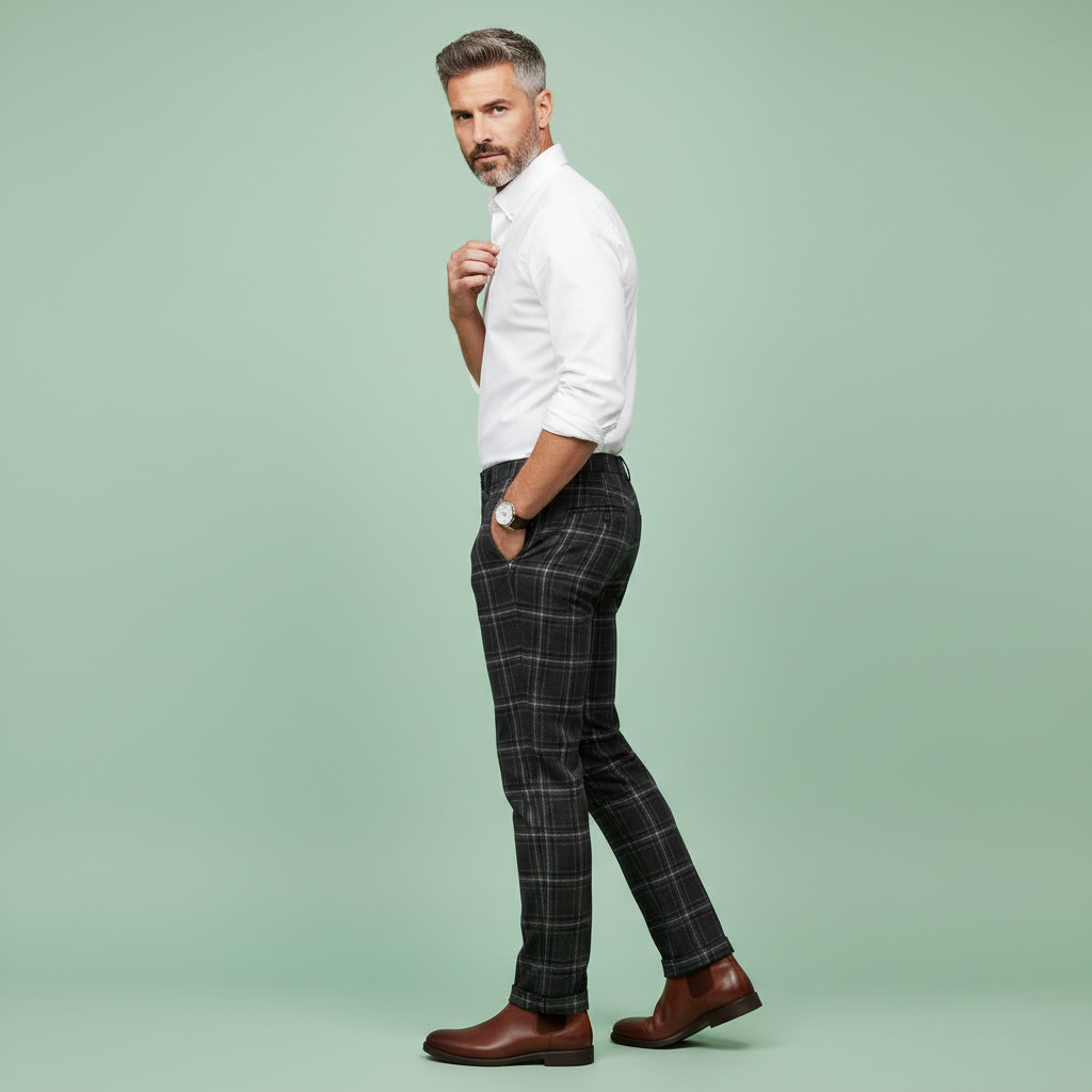 Sasha Checked Chinos | Men's Trousers