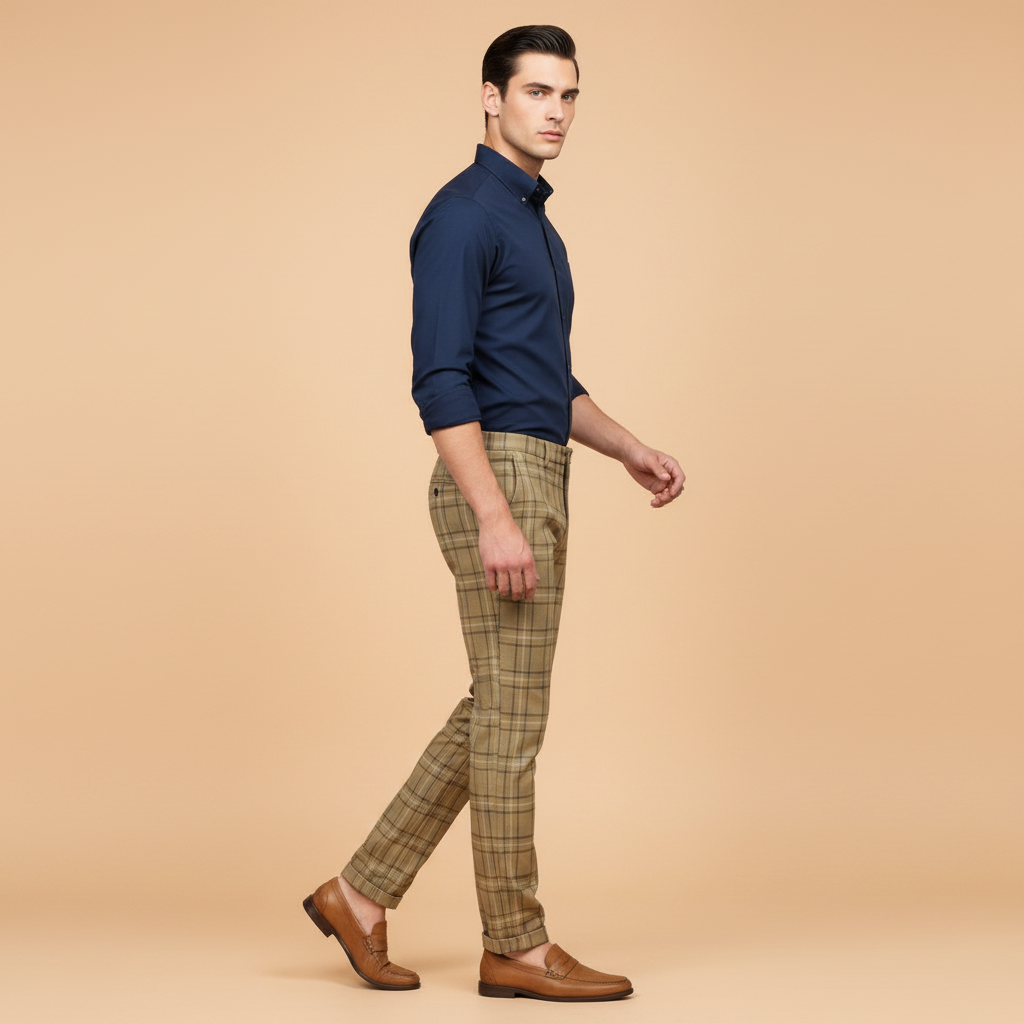Sasha Checked Chinos | Men's Trousers