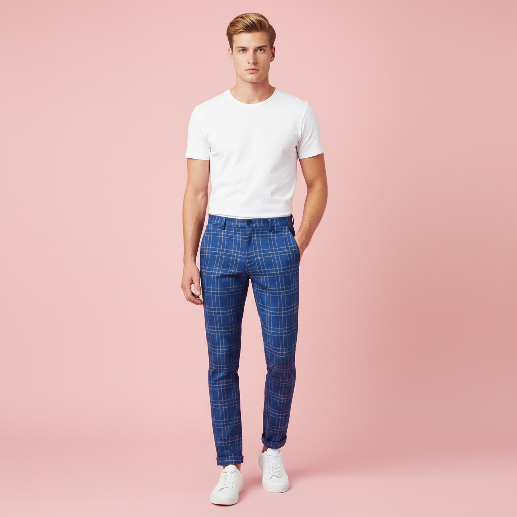 Sasha Checked Chinos | Men's Trousers