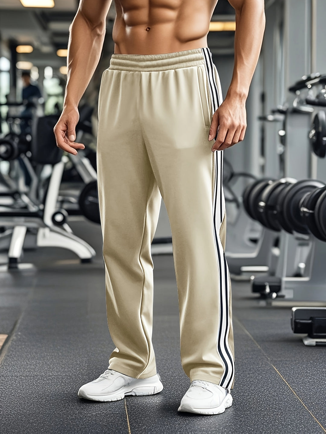 Men's Athletic Joggers with Drawstring | Lightweight Training Pants - Apricot