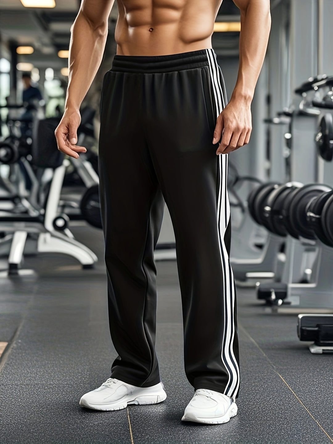 Men's Athletic Joggers with Drawstring | Lightweight Training Pants - Black