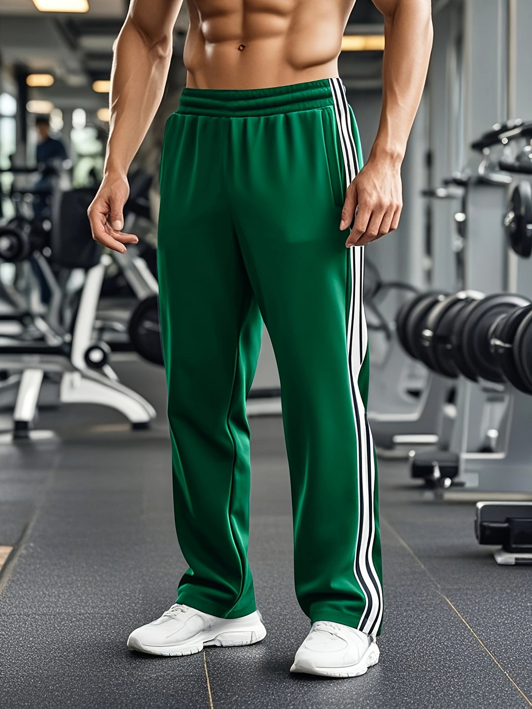 Men's Athletic Joggers with Drawstring | Lightweight Training Pants - Green