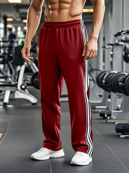 Men's Athletic Joggers with Drawstring | Lightweight Training Pants - Red