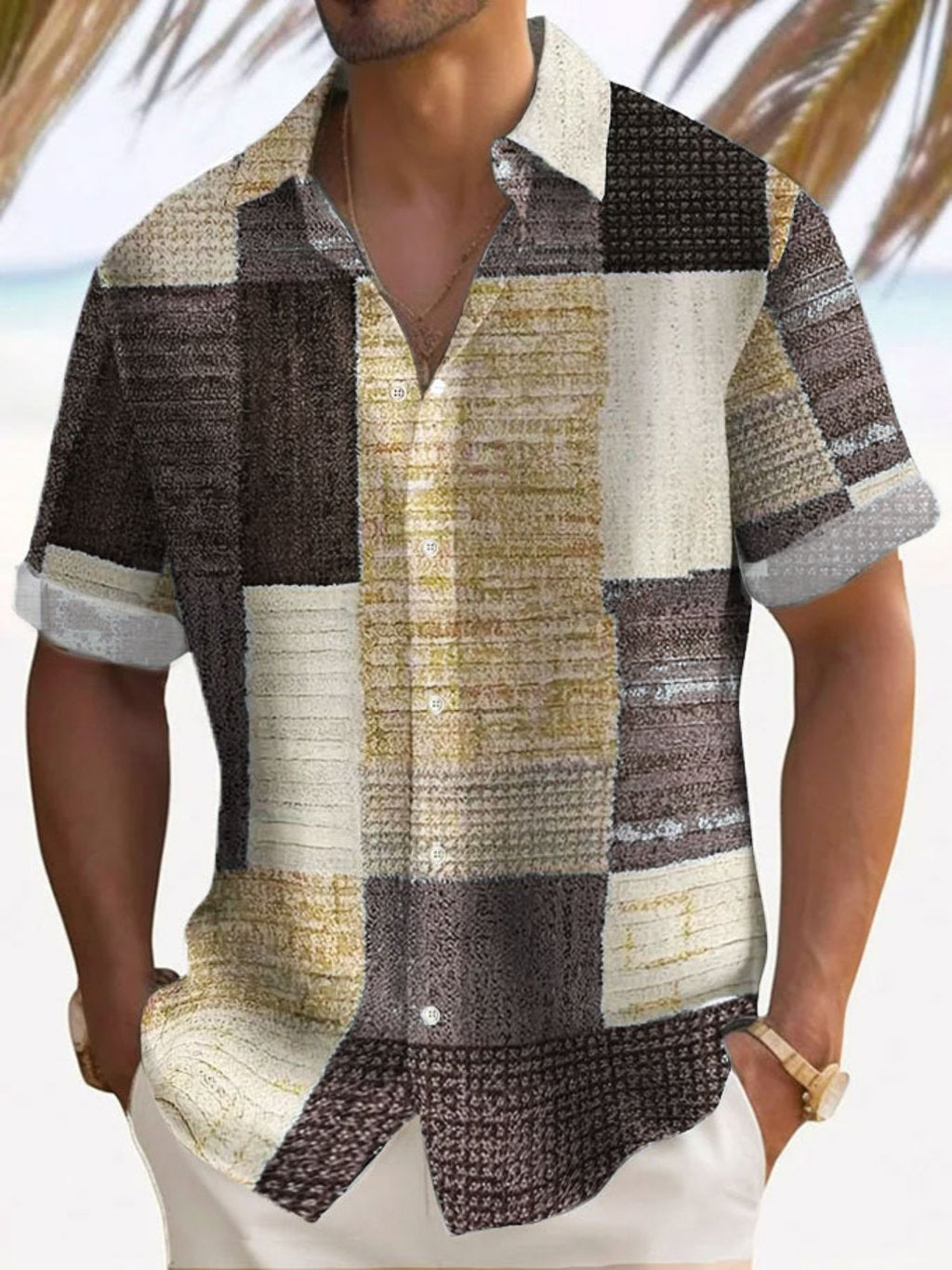 Men's Button-Up Casual Shirt | Lightweight Everyday Wear - Coffee
