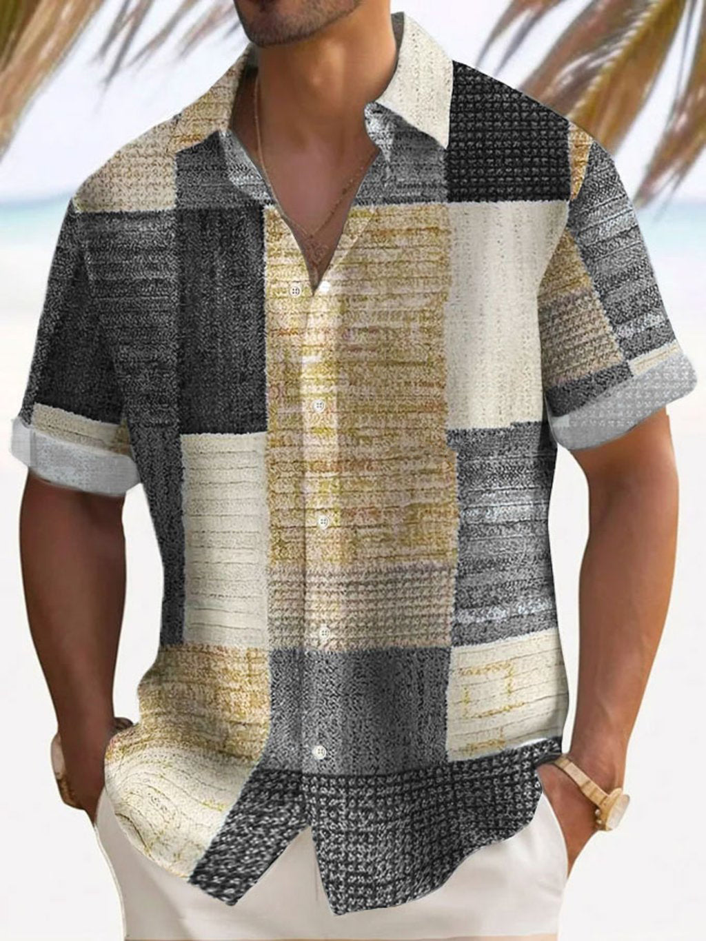 Men's Button-Up Casual Shirt | Lightweight Everyday Wear - Gray