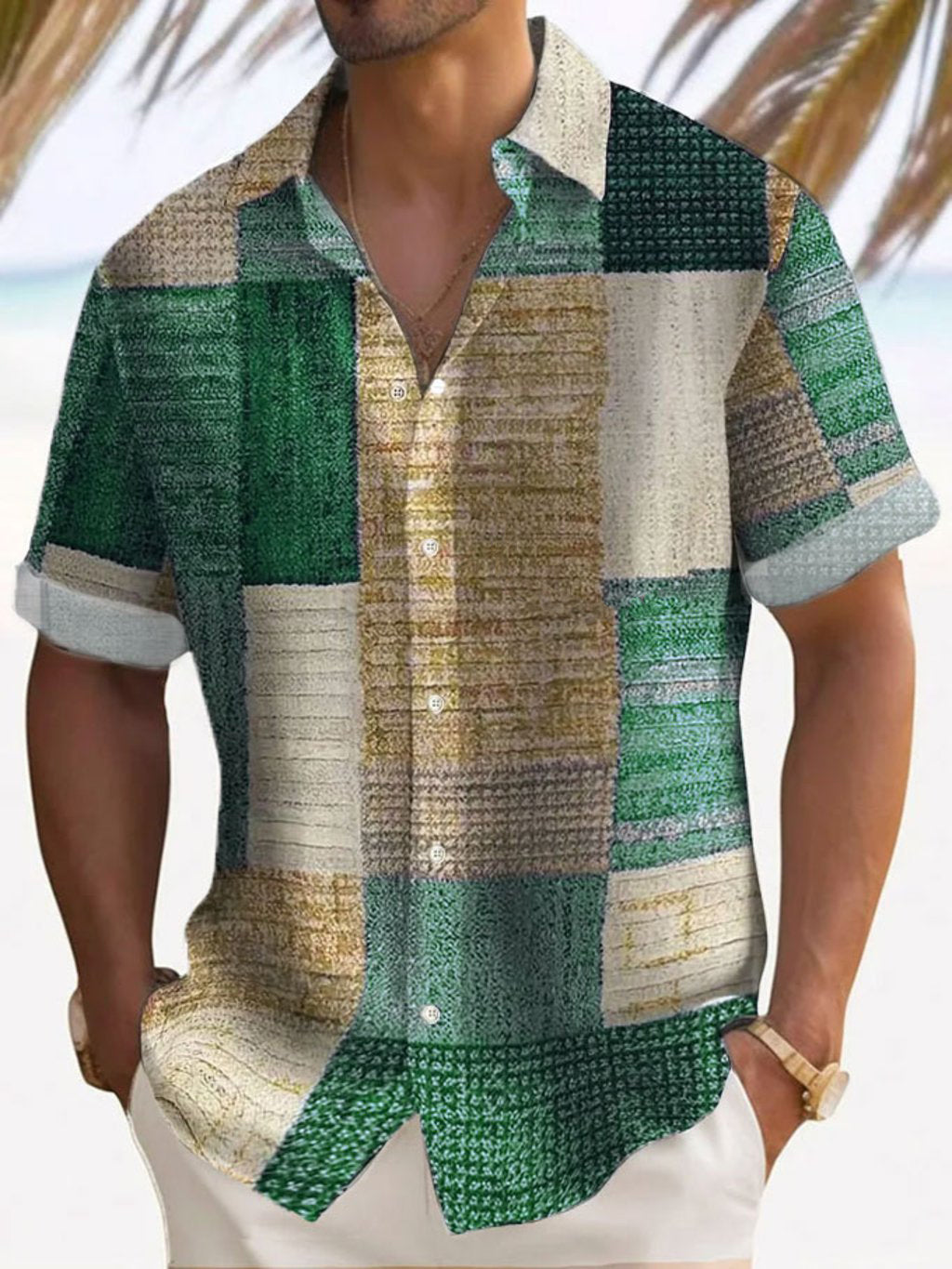 Men's Button-Up Casual Shirt | Lightweight Everyday Wear - Green