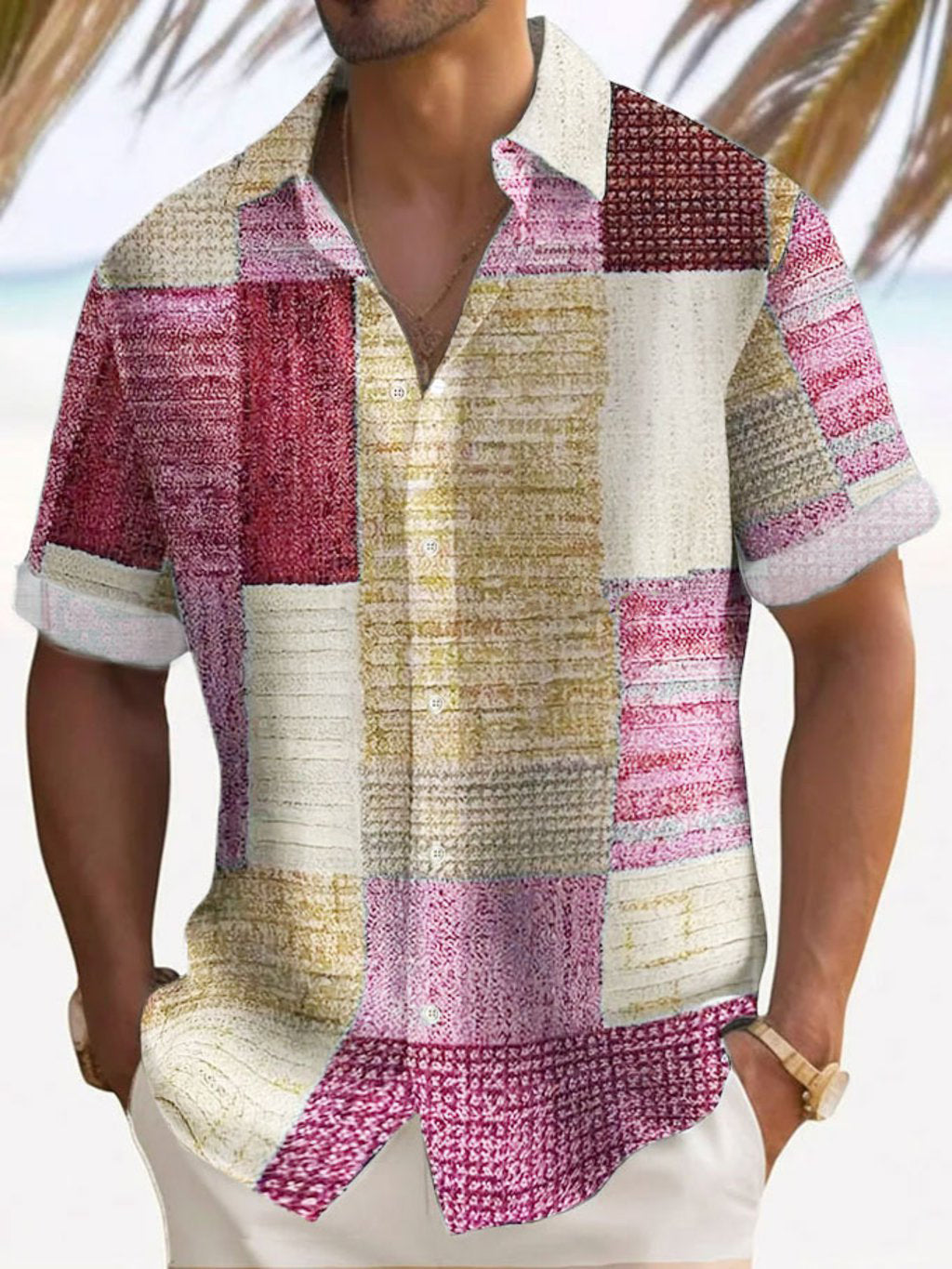 Men's Button-Up Casual Shirt | Lightweight Everyday Wear - Rose
