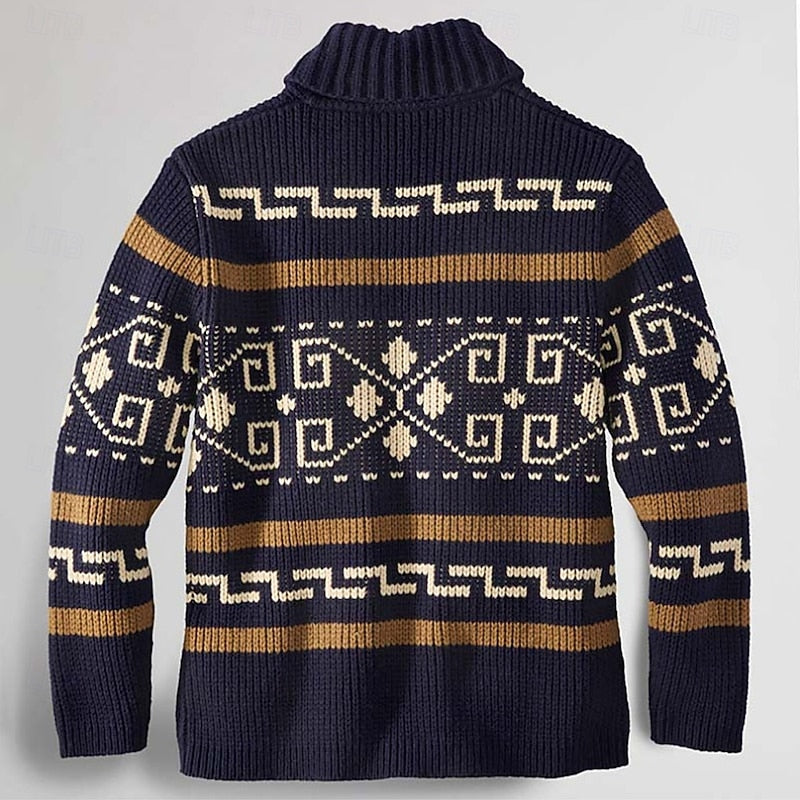 Men's Cardigan Sweater | Patterned Zip Cardigan