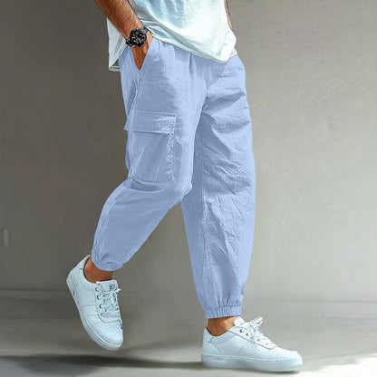 Men's Cargo Pants with Elastic Waist | Pants for Office Work - Blue