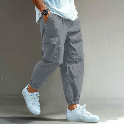 Men's Cargo Pants with Elastic Waist | Pants for Office Work - Gray