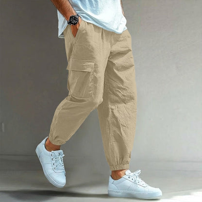 Men's Cargo Pants with Elastic Waist | Pants for Office Work - Khaki