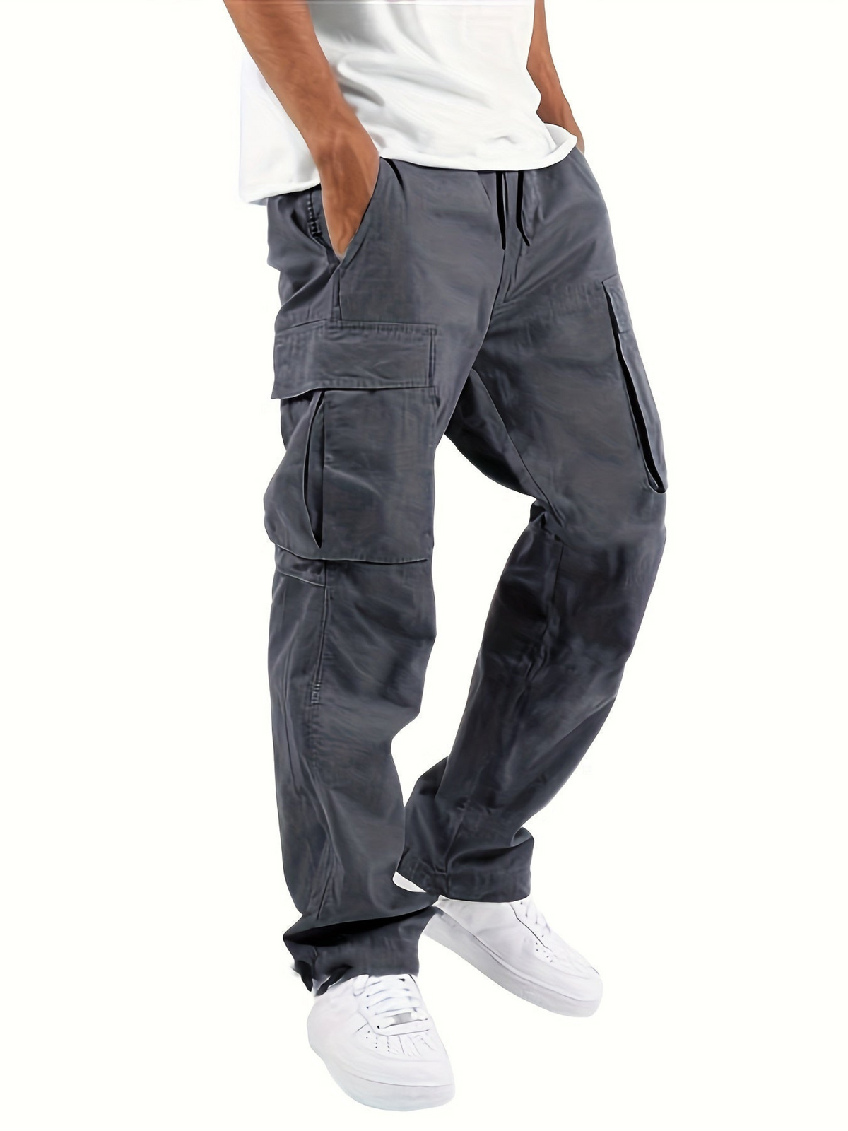 Men's Cargo Pants with Multi-Pocket Design | Relaxed Fit Work Pants - Dark Grey