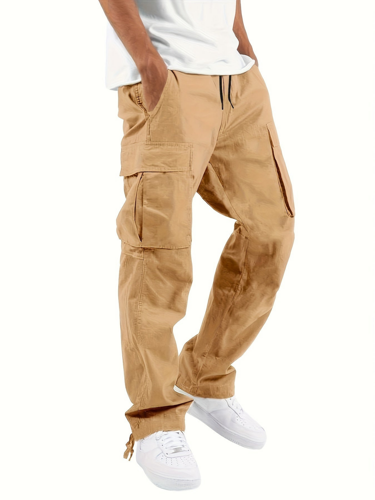Men's Cargo Pants with Multi-Pocket Design | Relaxed Fit Work Pants - Khaki
