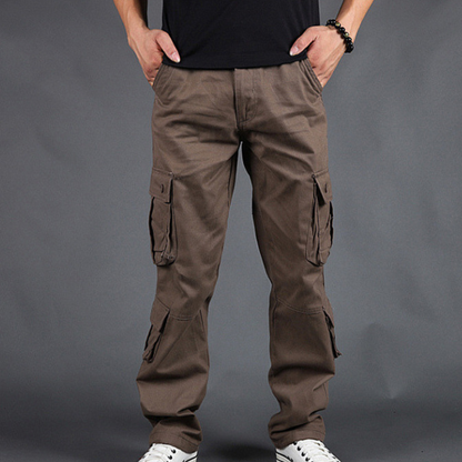 Men's Cargo Pants with Multiple Pockets | Straight-Fit Work Trousers - Brown