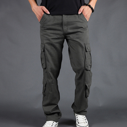 Men's Cargo Pants with Multiple Pockets | Straight-Fit Work Trousers - Grey