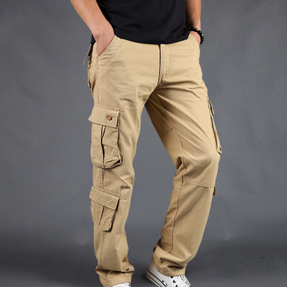 Men's Cargo Pants with Multiple Pockets | Straight-Fit Work Trousers - Khaki