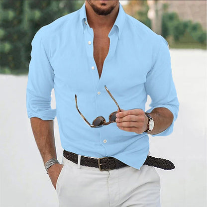 Men's Casual Button-Up Shirt | Everyday Dress Shirt - Blue