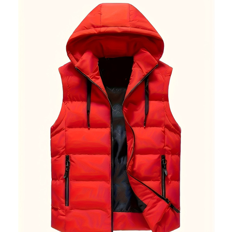 Men's Casual Vest Styles | Gilet Vest with Hood - Red