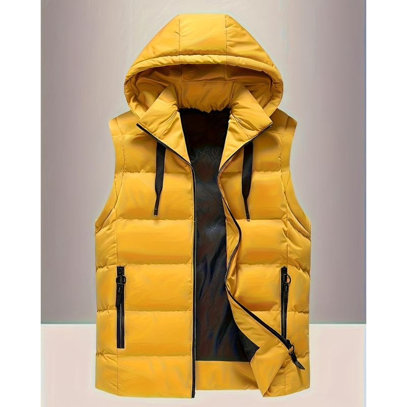 Men's Casual Vest Styles | Gilet Vest with Hood - Yellow