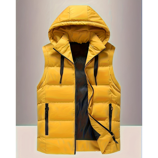 Men's Casual Vest Styles | Gilet Vest with Hood - Yellow
