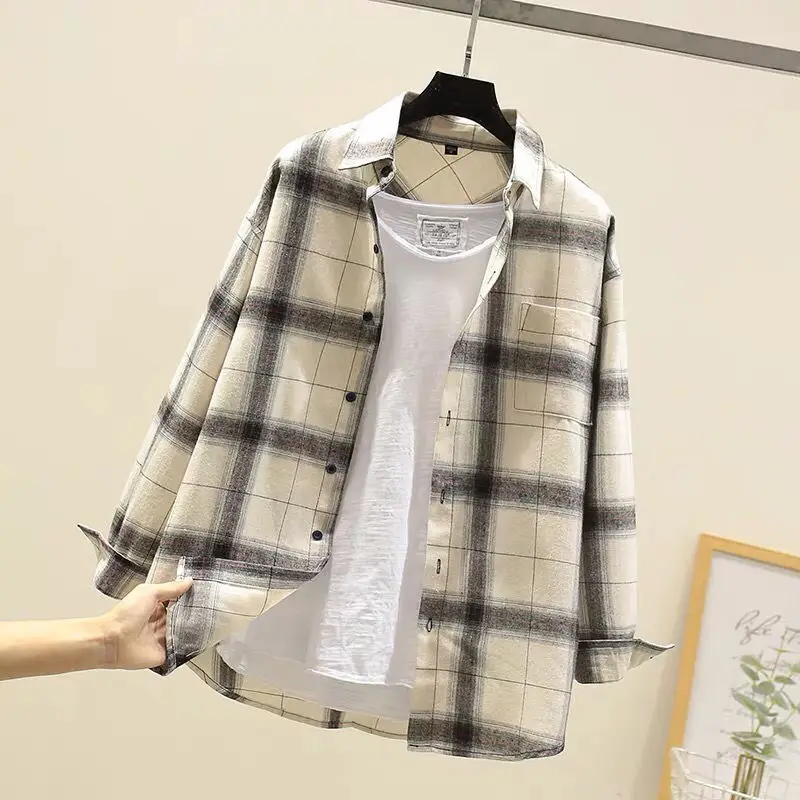 Men's Casual Work Shirts | Plaid Casual Shirts - Beige