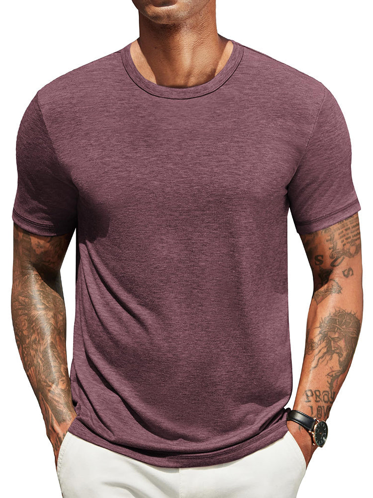 Men's Classic Crew Neck T-Shirt | Lightweight Everyday Tee - Burgundy