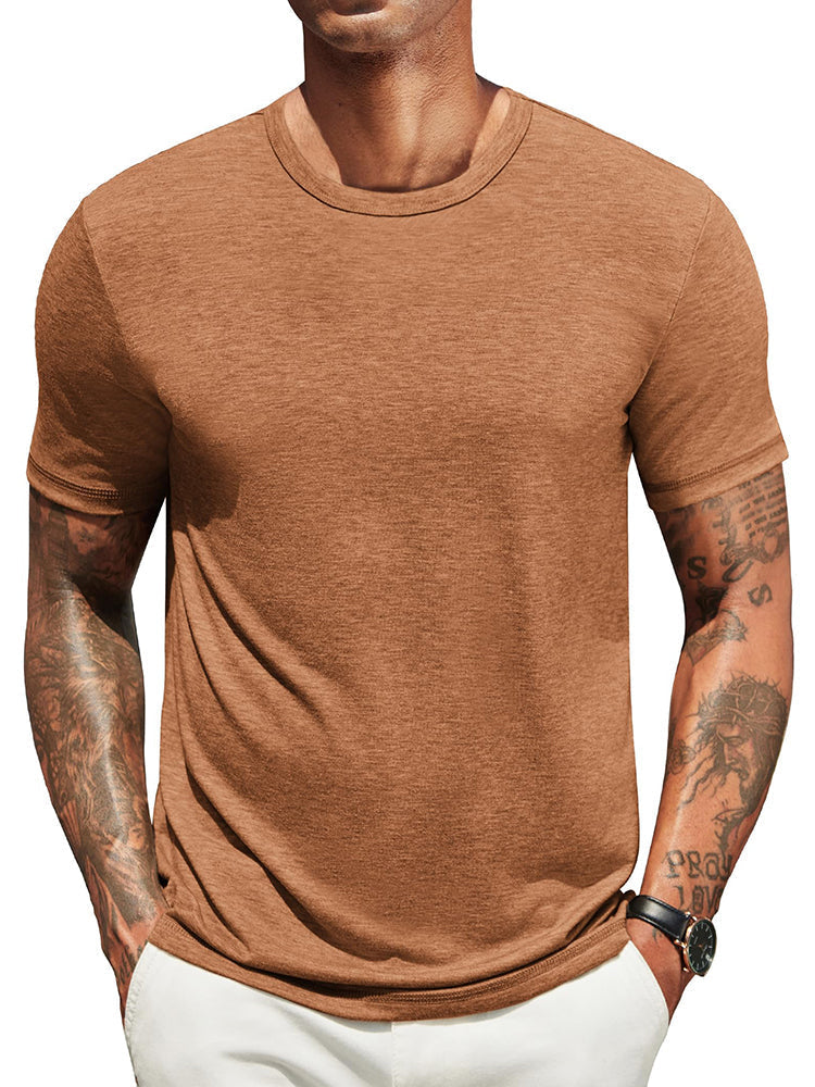Men's Classic Crew Neck T-Shirt | Lightweight Everyday Tee - Caramel