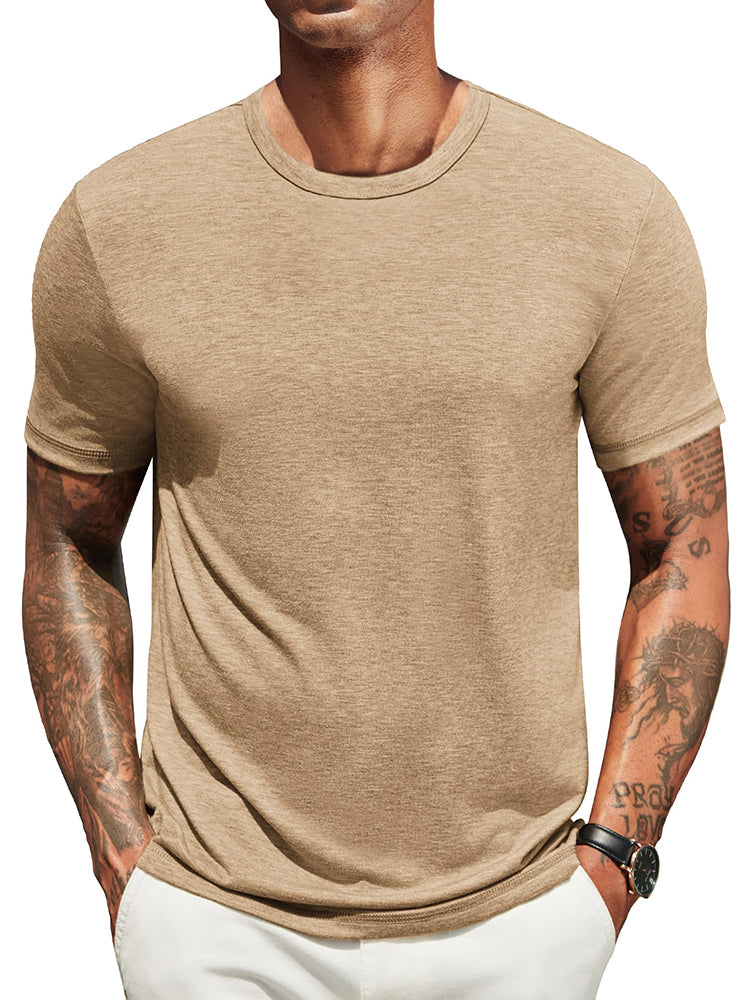 Men's Classic Crew Neck T-Shirt | Lightweight Everyday Tee - Light Beige
