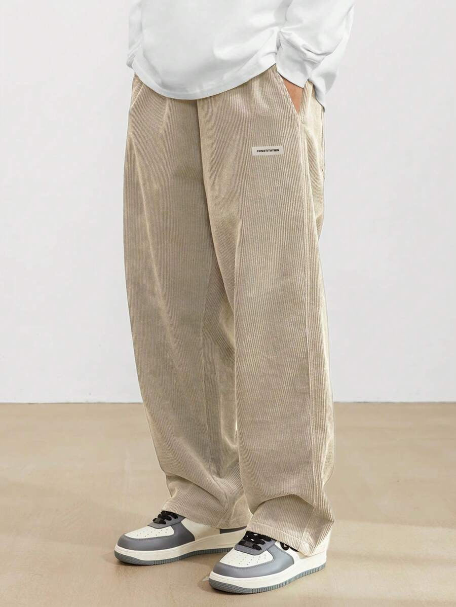 Men's Corduroy Pants | Loose-Fit Straight Leg - Beige