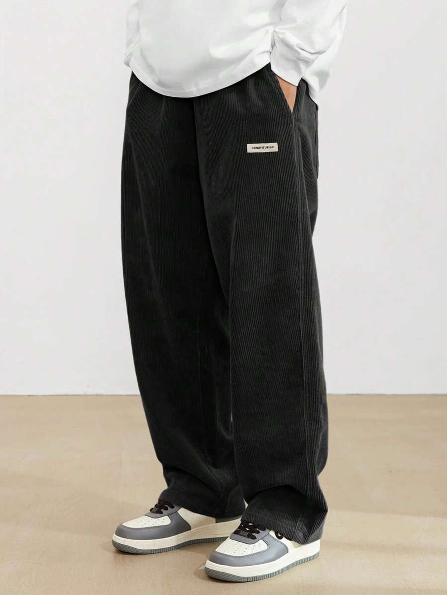 Men's Corduroy Pants | Loose-Fit Straight Leg - Black