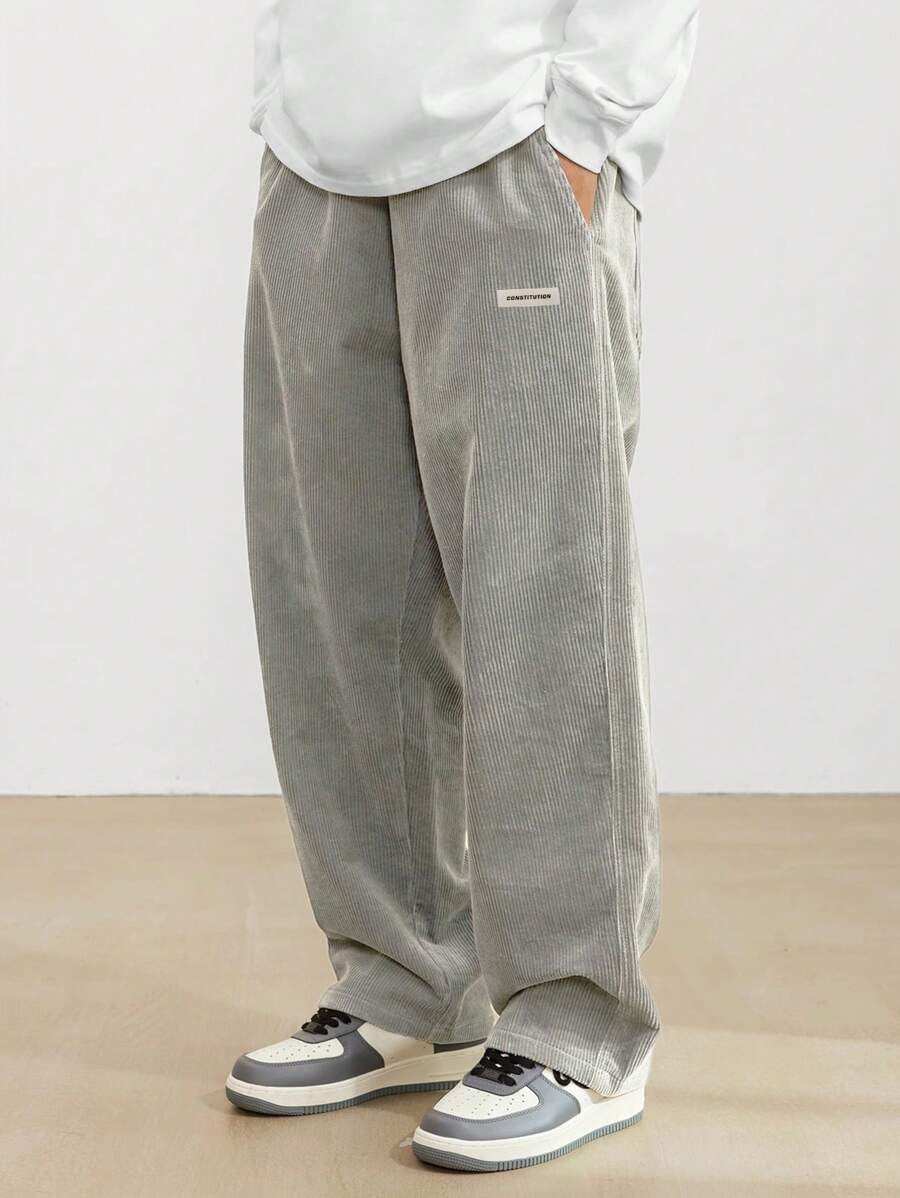 Men's Corduroy Pants | Loose-Fit Straight Leg - Gray
