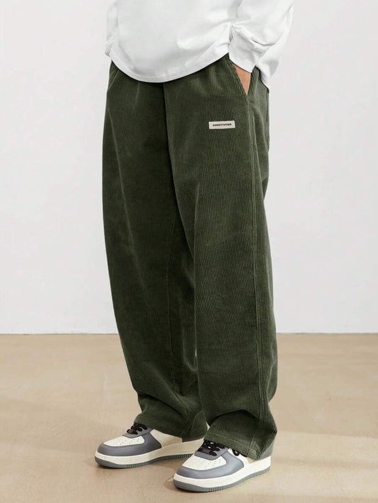 Men's Corduroy Pants | Loose-Fit Straight Leg - Green