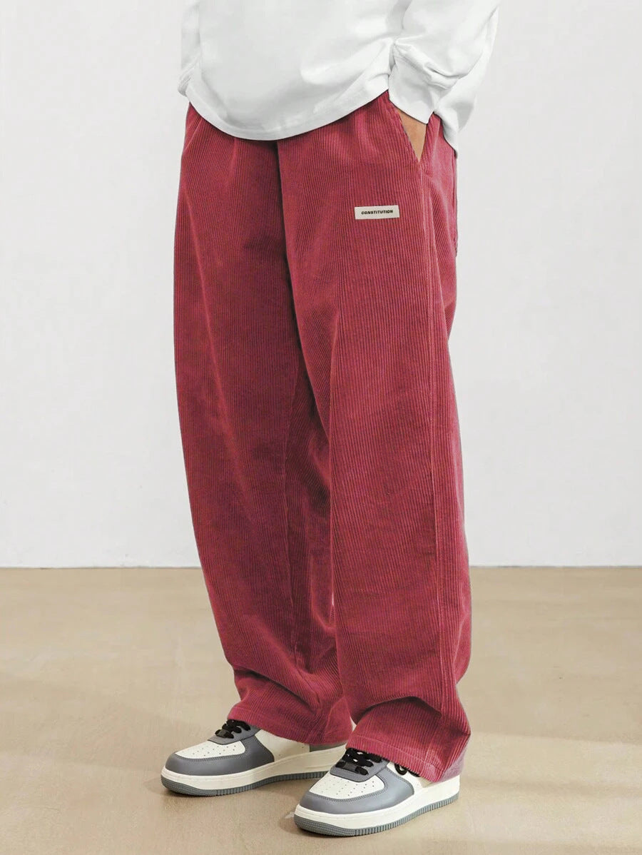 Men's Corduroy Pants | Loose-Fit Straight Leg - Red