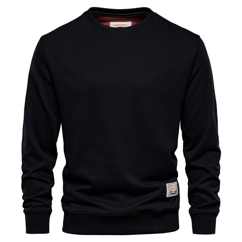 Men's Crew Neck Sweater | Long Sleeve Casual Fit - Black