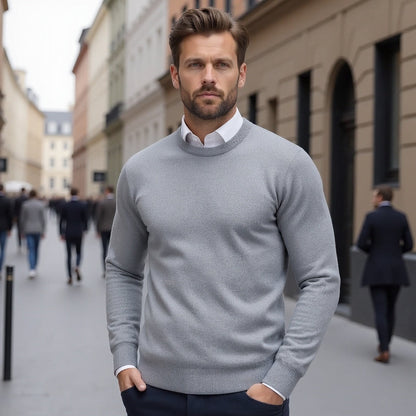 Men's Crew Neck Sweater | Long Sleeve Solid Knit