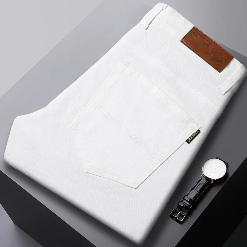 Men's Denim Jeans | Comfort Fit Zip-Button Closure - White