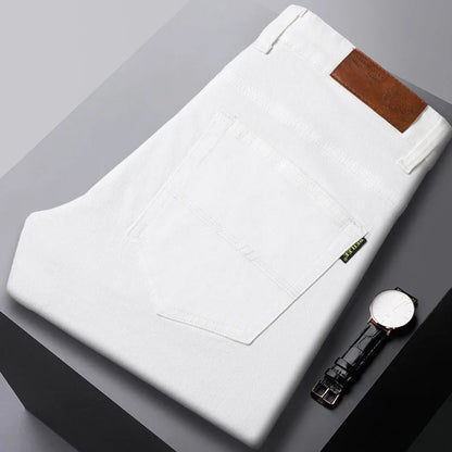Men's Denim Jeans | Comfort Fit Zip-Button Closure - White
