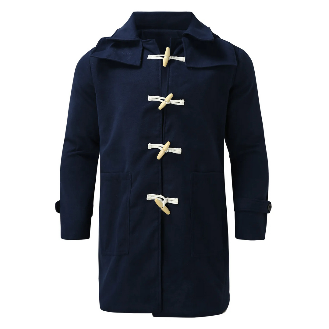 Men's Duffle Coat with Wood Toggle Buttons | Long Classic Coat