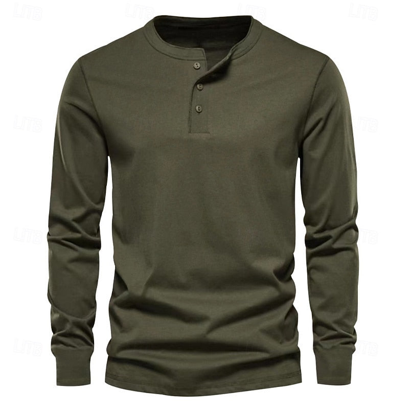 Men's Henley Shirt | Casual Long Sleeve Button-Up