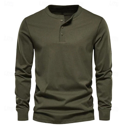 Men's Henley Shirt | Casual Long Sleeve Button-Up